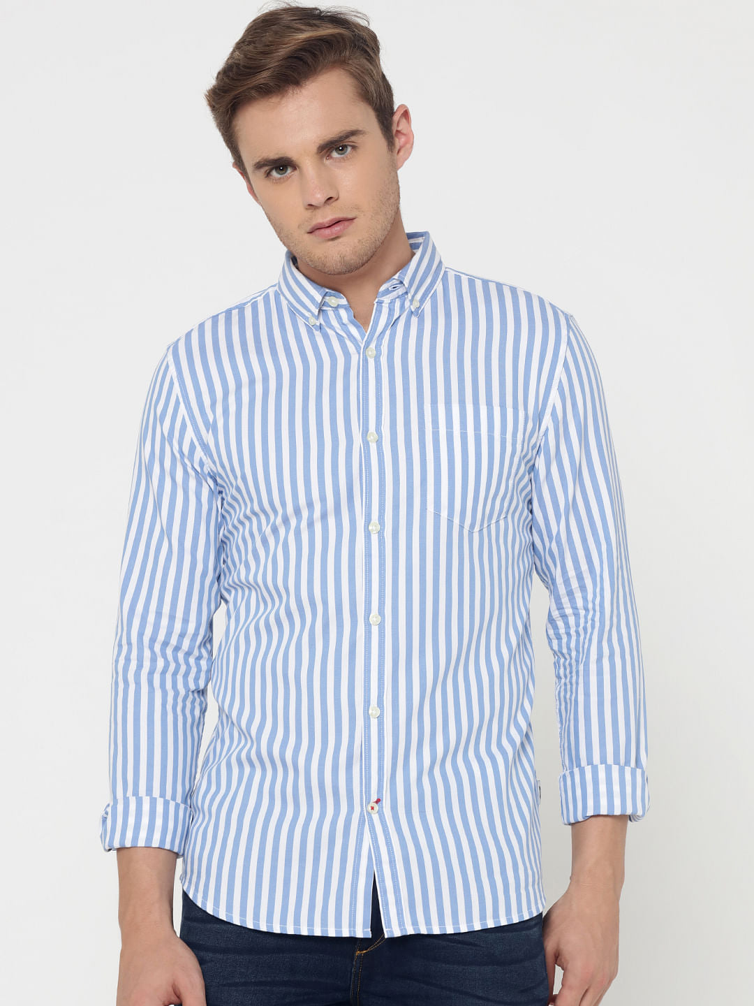 Blue Striped Slim Fit Shirt - S