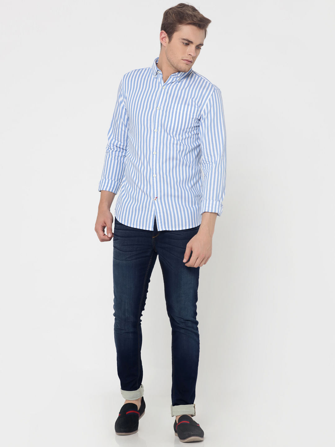 Blue Striped Slim Fit Shirt