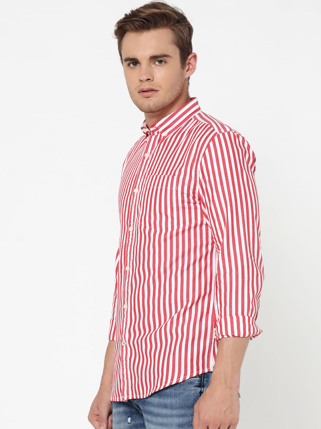 Red Striped Slim Fit Shirt