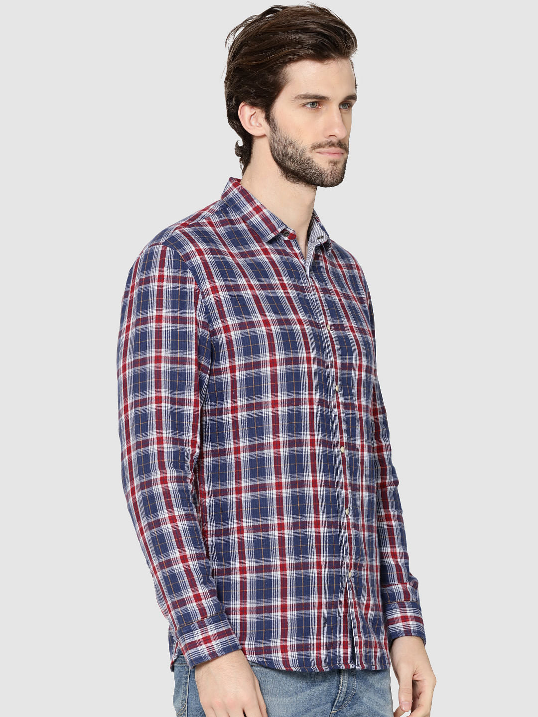 Blue Check Reversible Full Sleeves Shirt