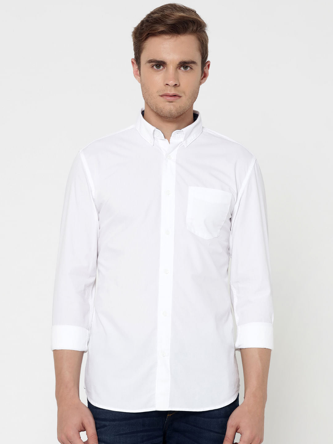 Blue One Pocket Slim Fit Shirt - S