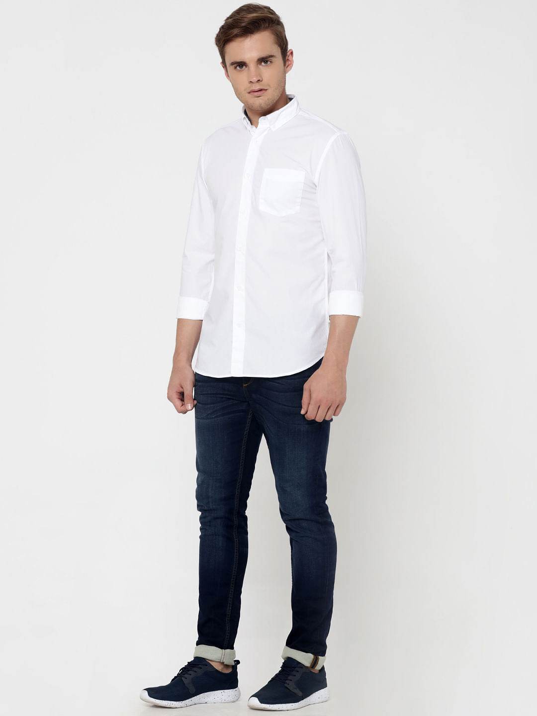 Blue One Pocket Slim Fit Shirt