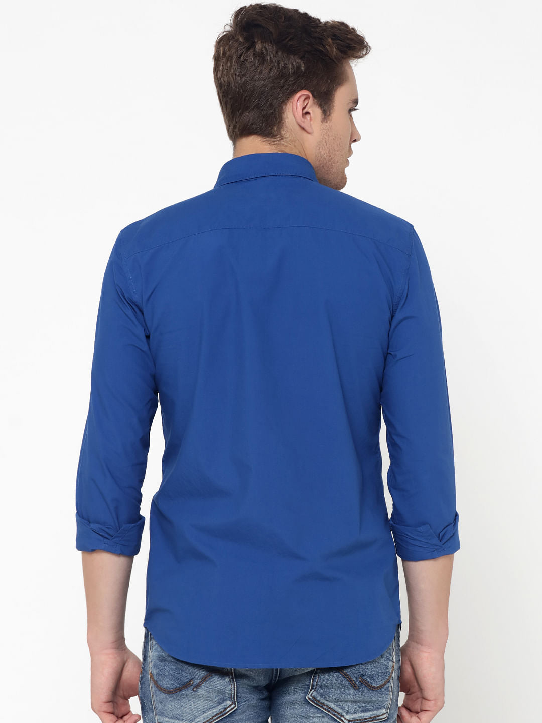 Blue One Pocket Slim Fit Shirt