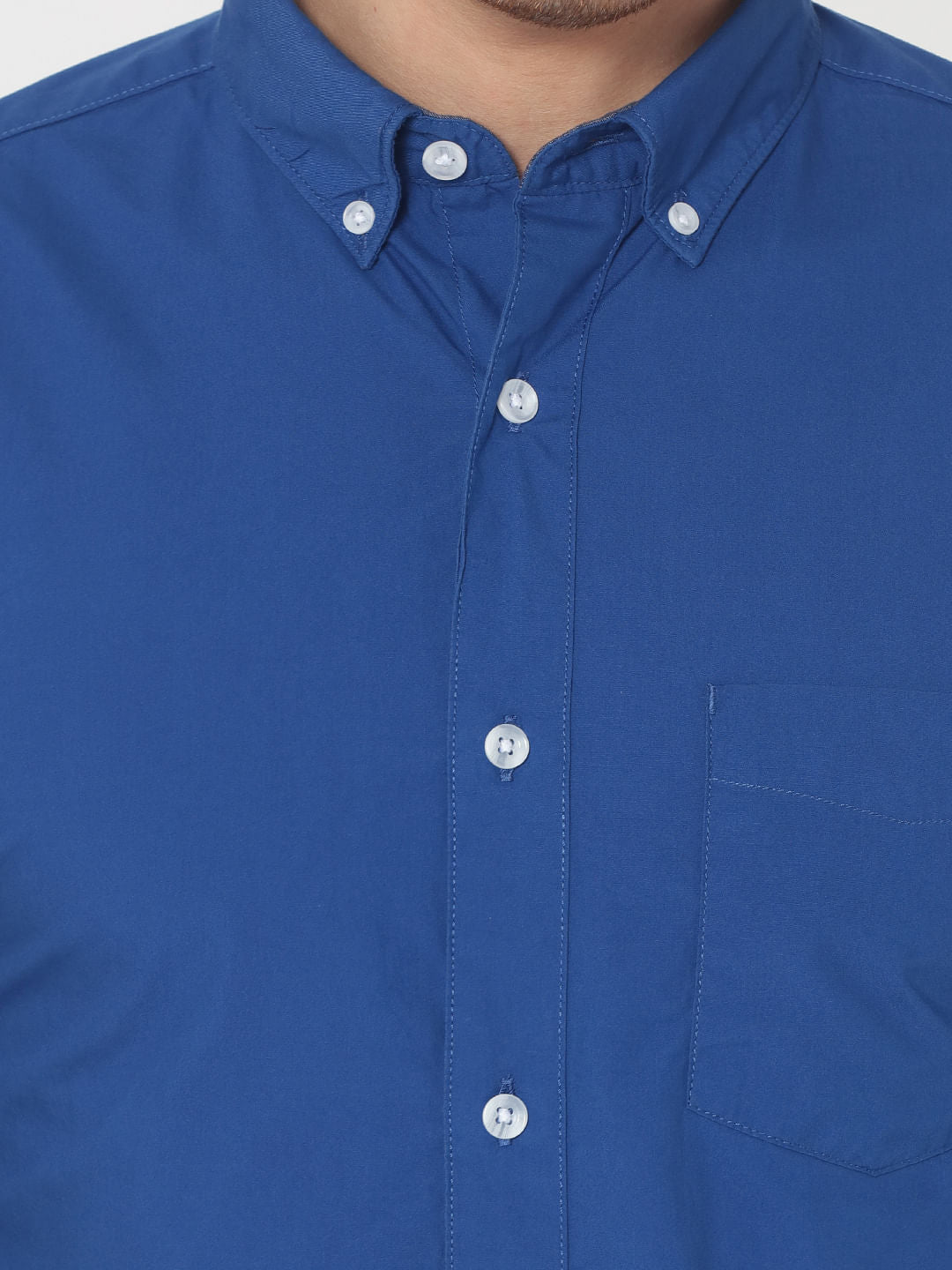 Blue One Pocket Slim Fit Shirt