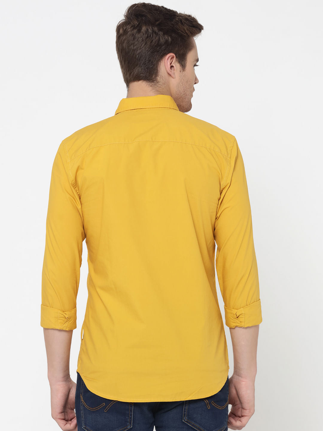 Dark Yellow One Pocket Slim Fit Shirt