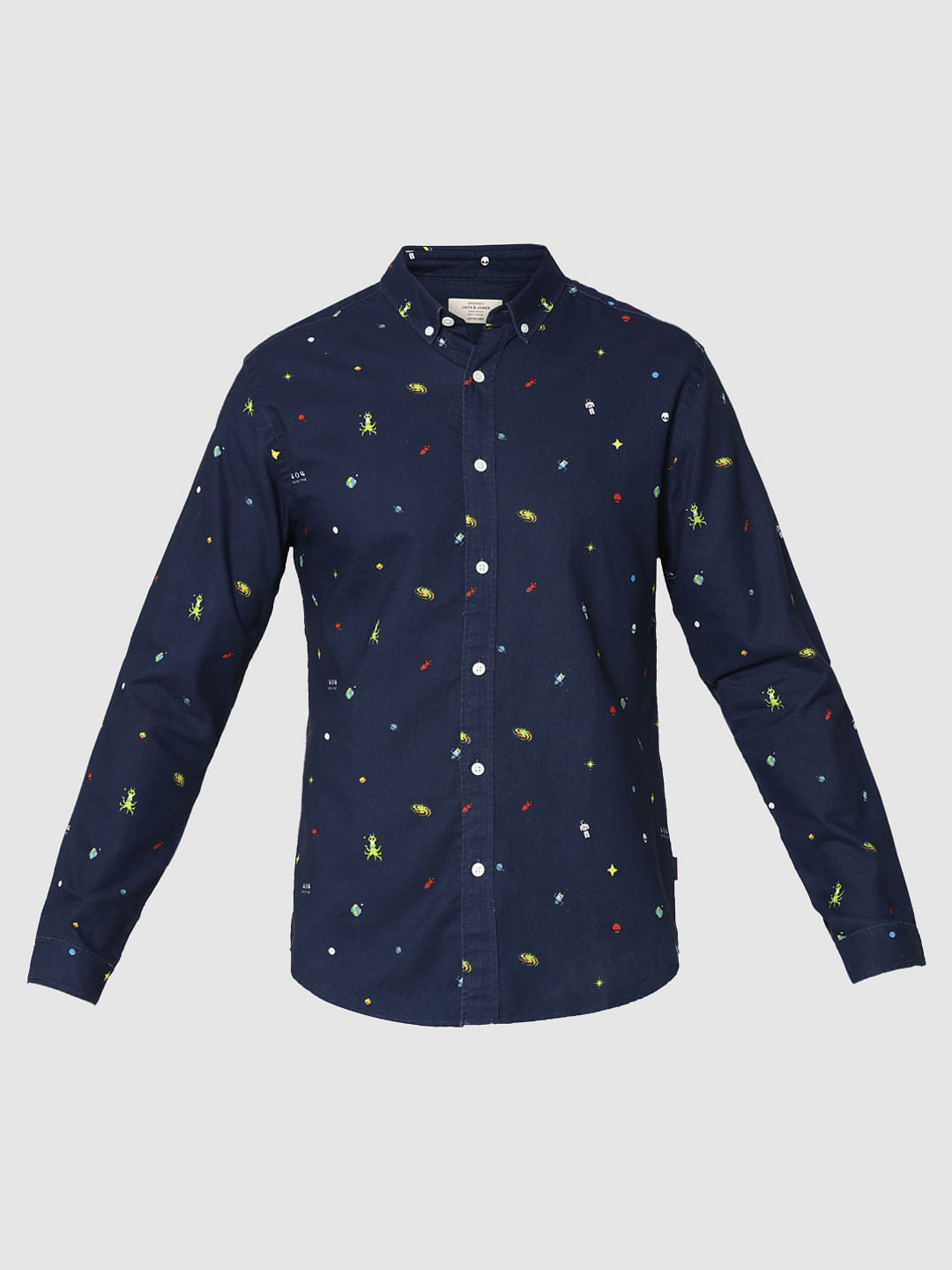 Dark Blue All Over Print Full Sleeves Shirt
