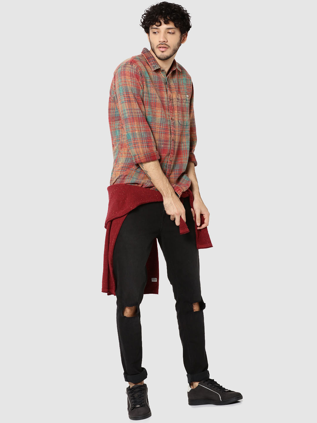 Rust Check Full Sleeves Slim Fit Shirt