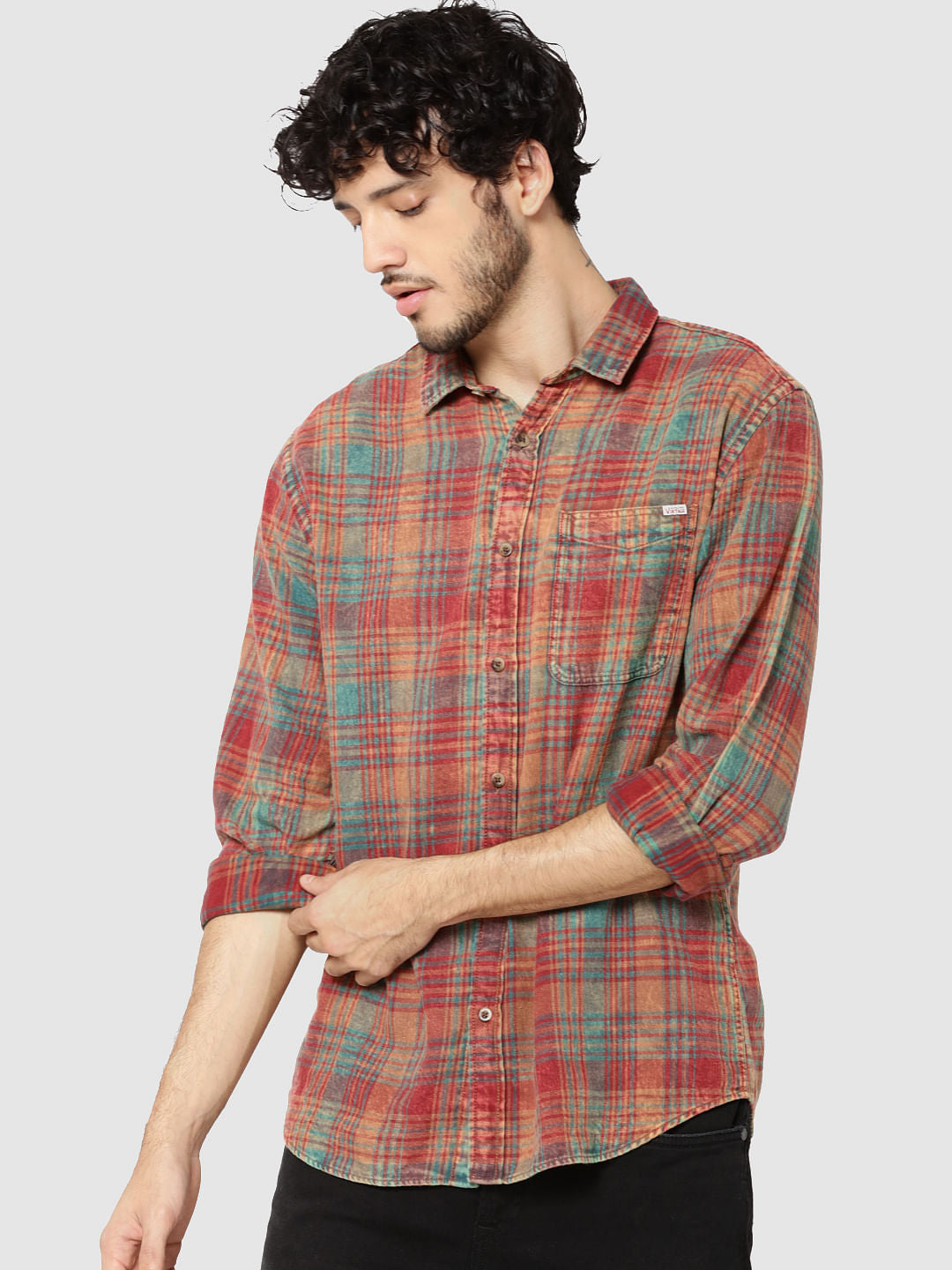 Rust Check Full Sleeves Slim Fit Shirt - S