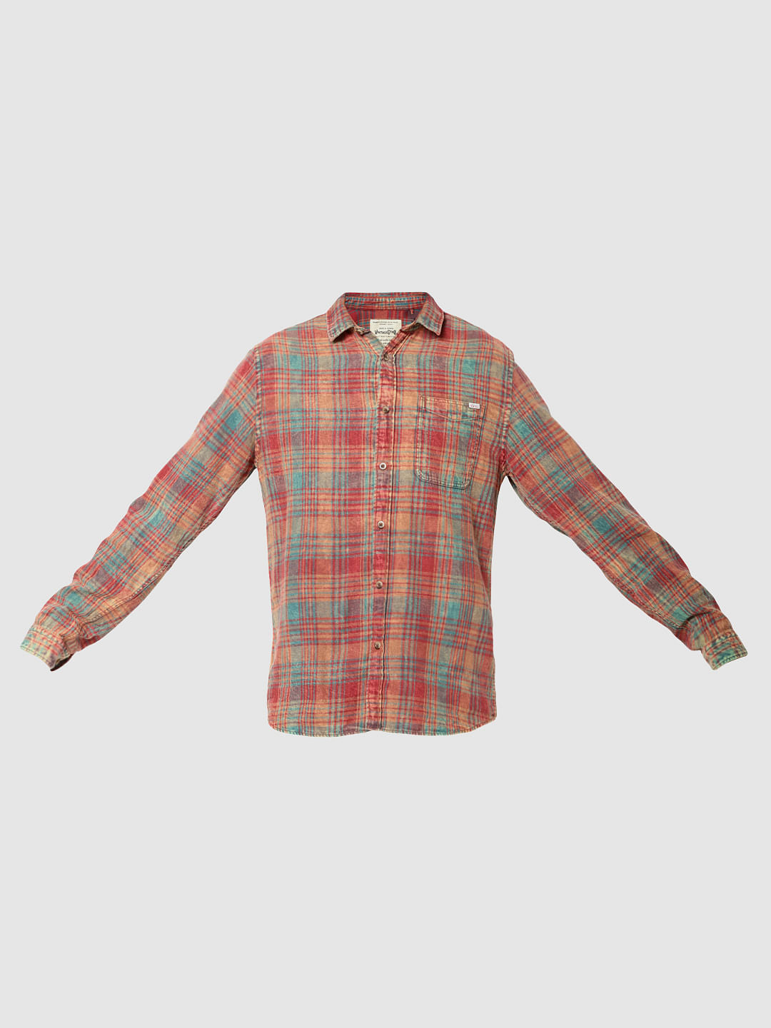 Rust Check Full Sleeves Slim Fit Shirt