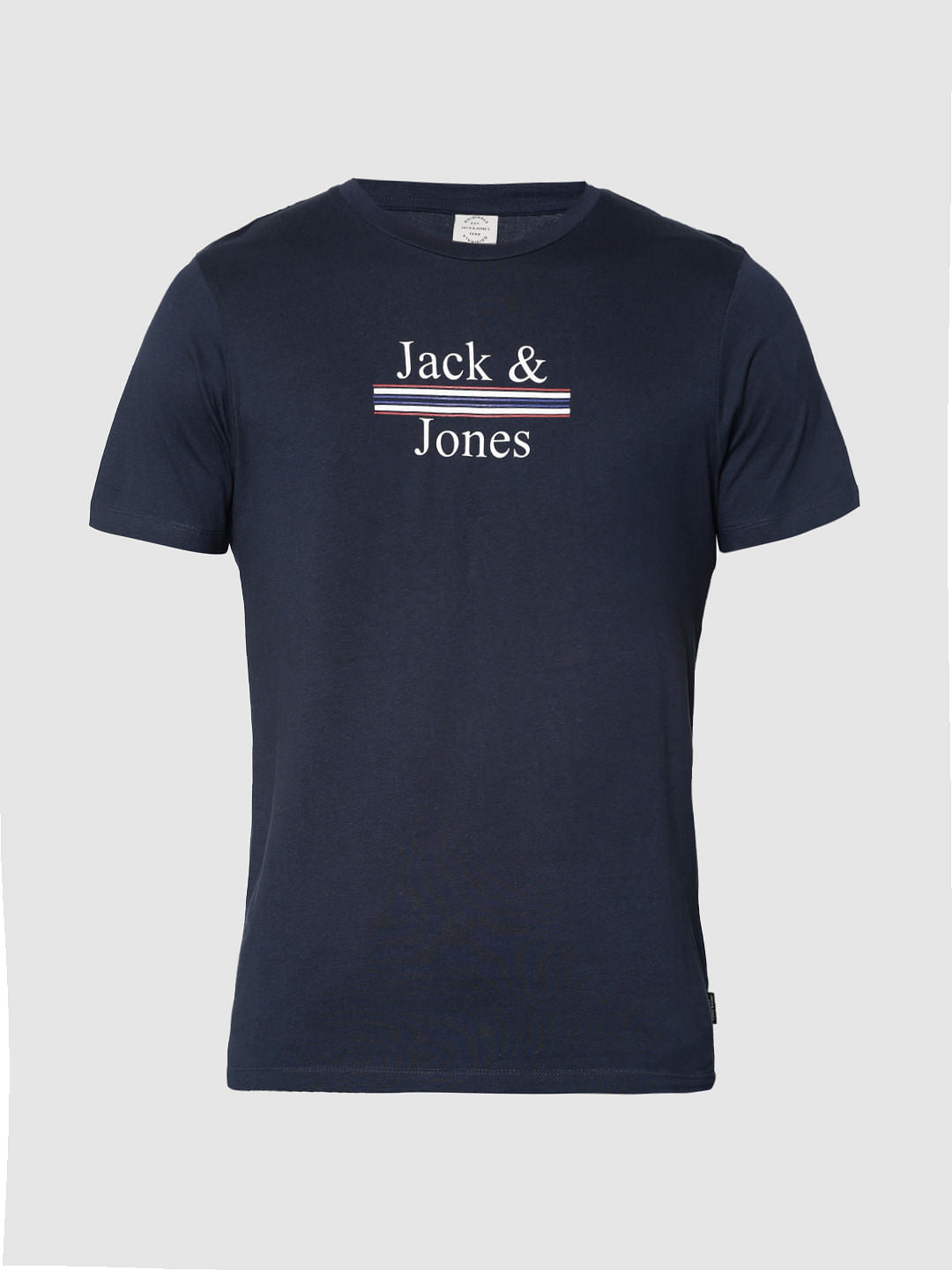 Blue Text Print Crew Neck T-Shirt