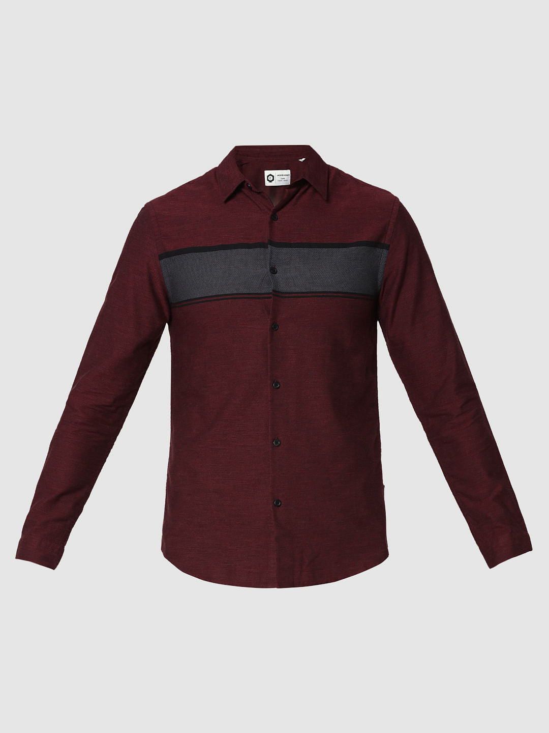 Burgundy Striped Full Sleeves Shirt
