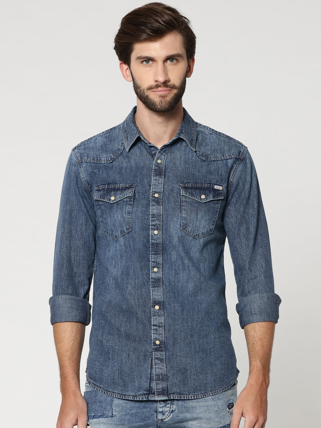 Blue Denim Full Sleeves Shirt - S