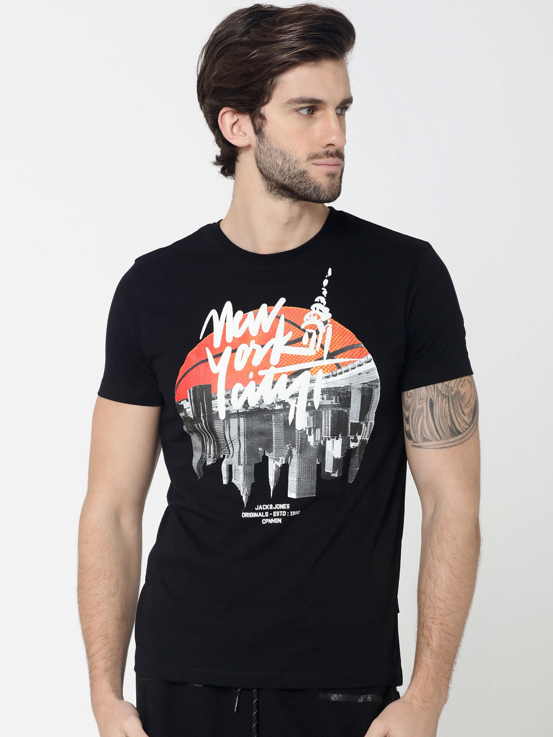 Black New York City Graphic Print Crew Neck T-Shirt
