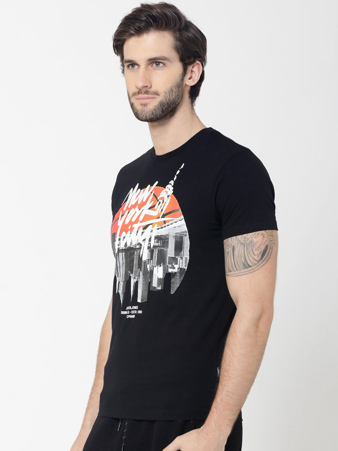 Black New York City Graphic Print Crew Neck T-Shirt