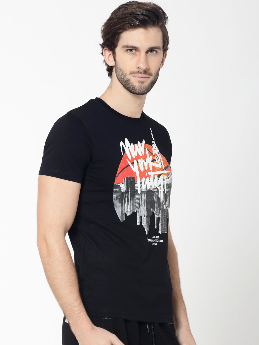 Black New York City Graphic Print Crew Neck T-Shirt