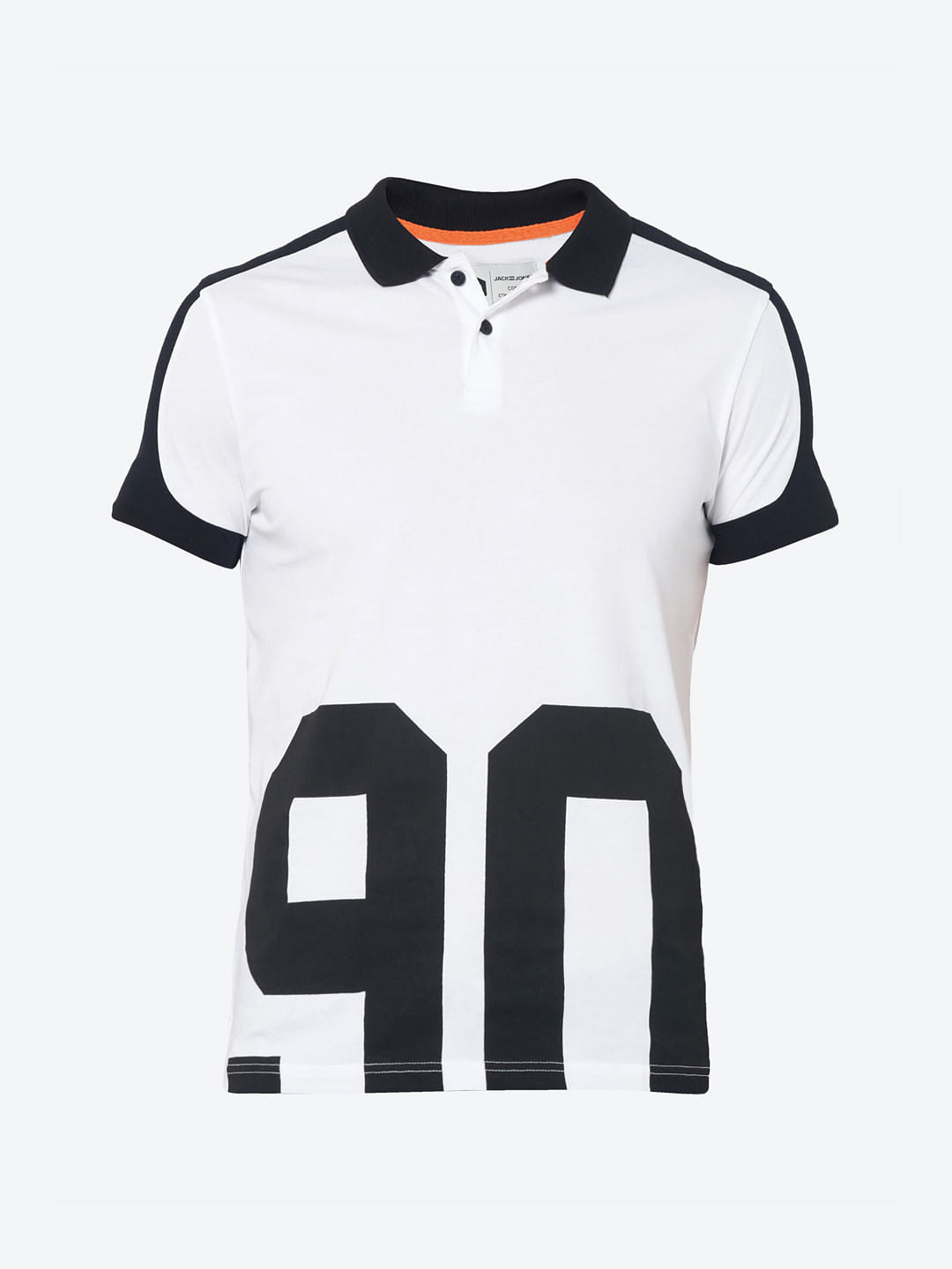Black & White Typography Print Polo T-Shirt