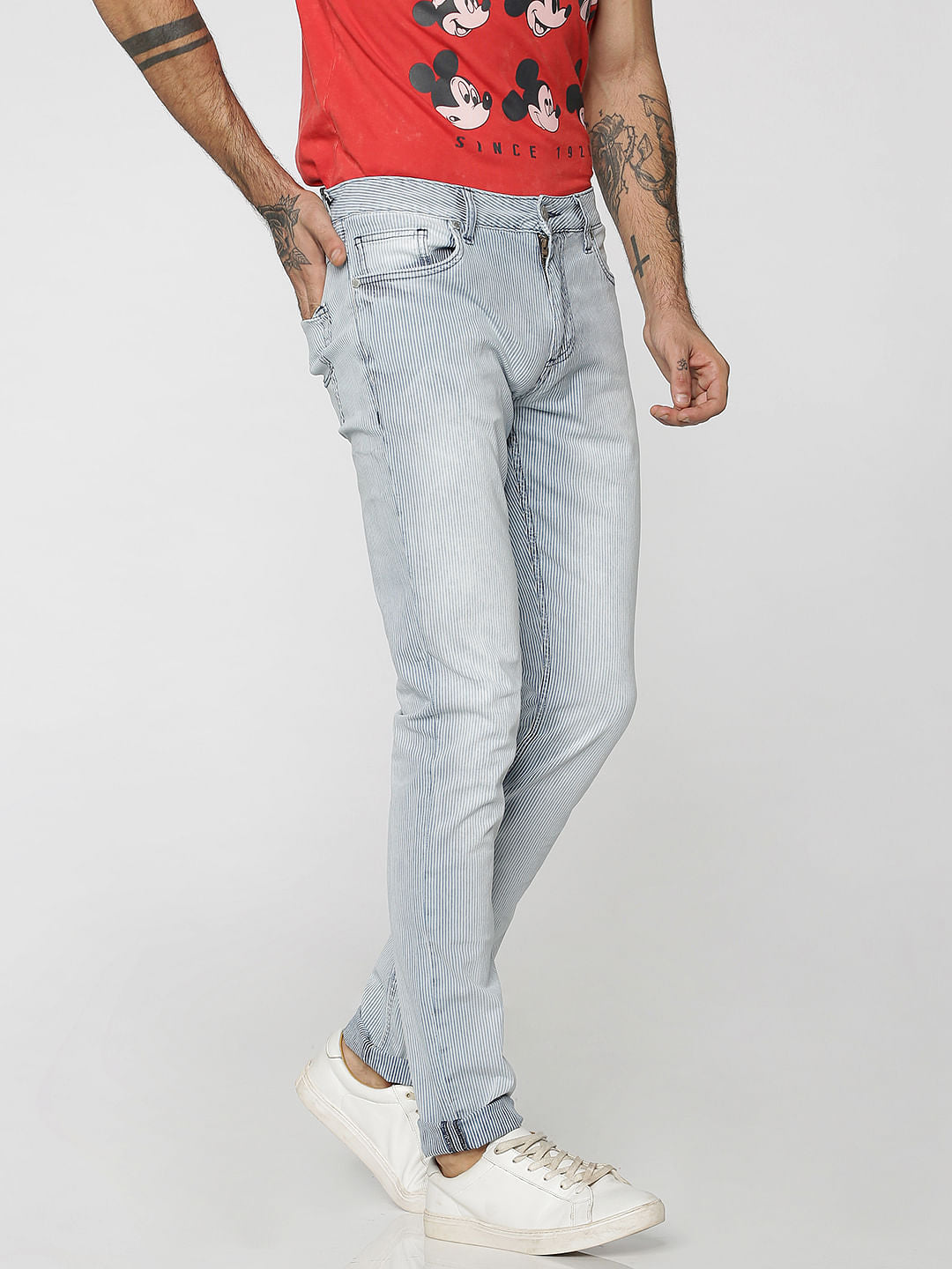 Light Blue Striped Tim Anti Fit Jeans