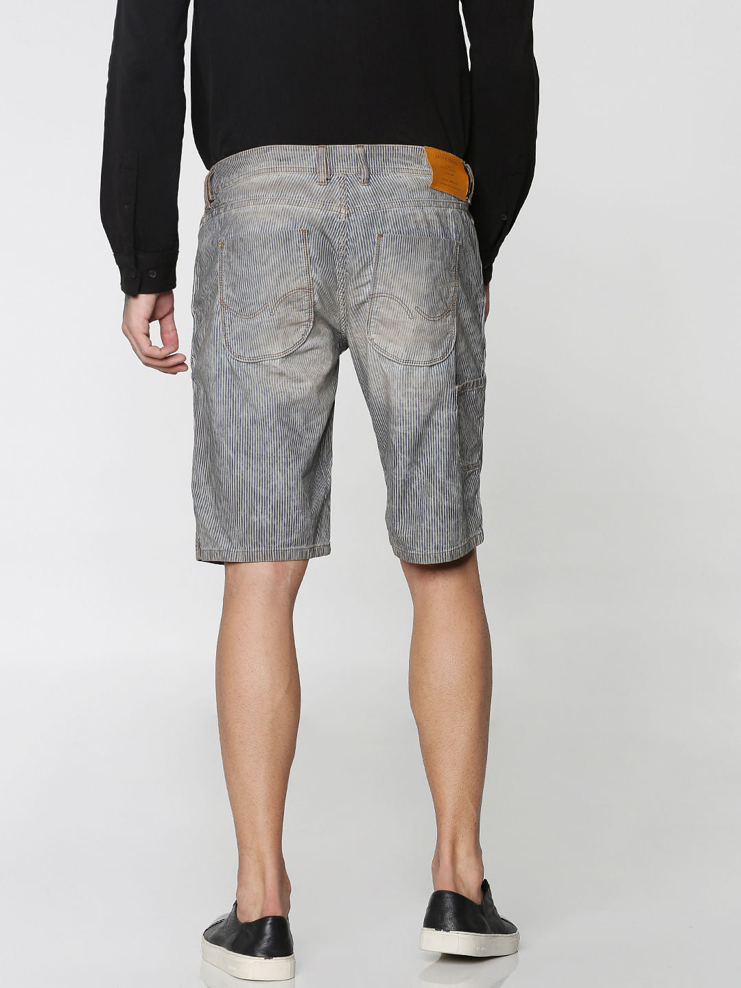 Light Blue Stripe Slim Fit Denim Shorts