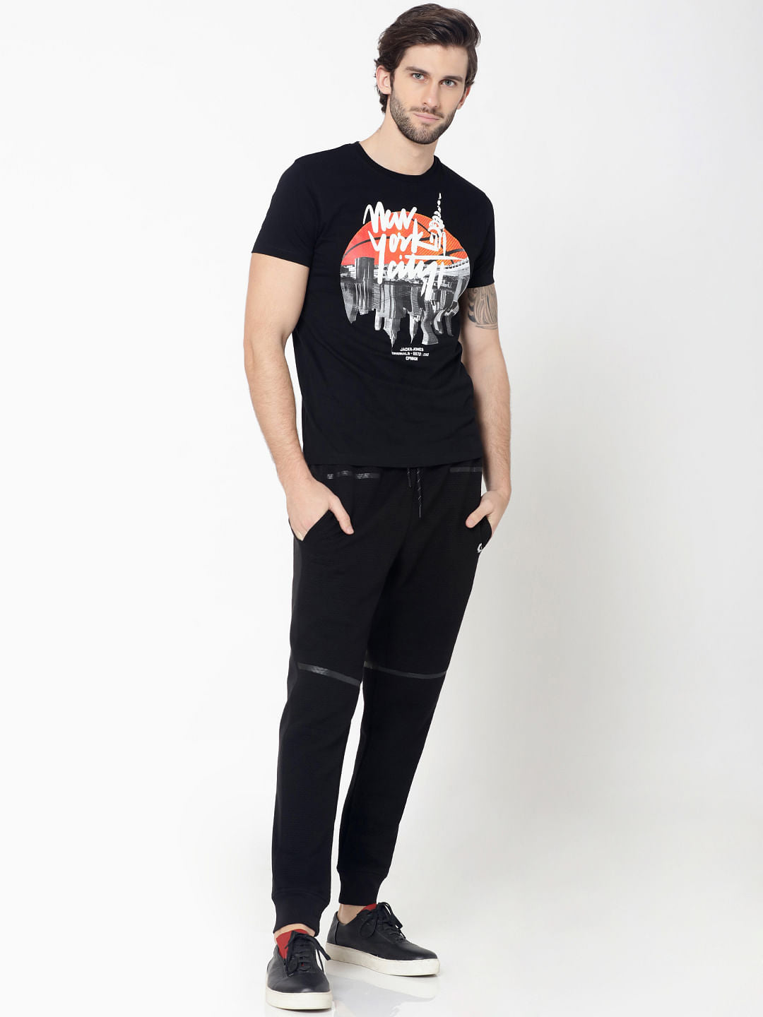 Black Textured Weave Drawstring Sweatpants