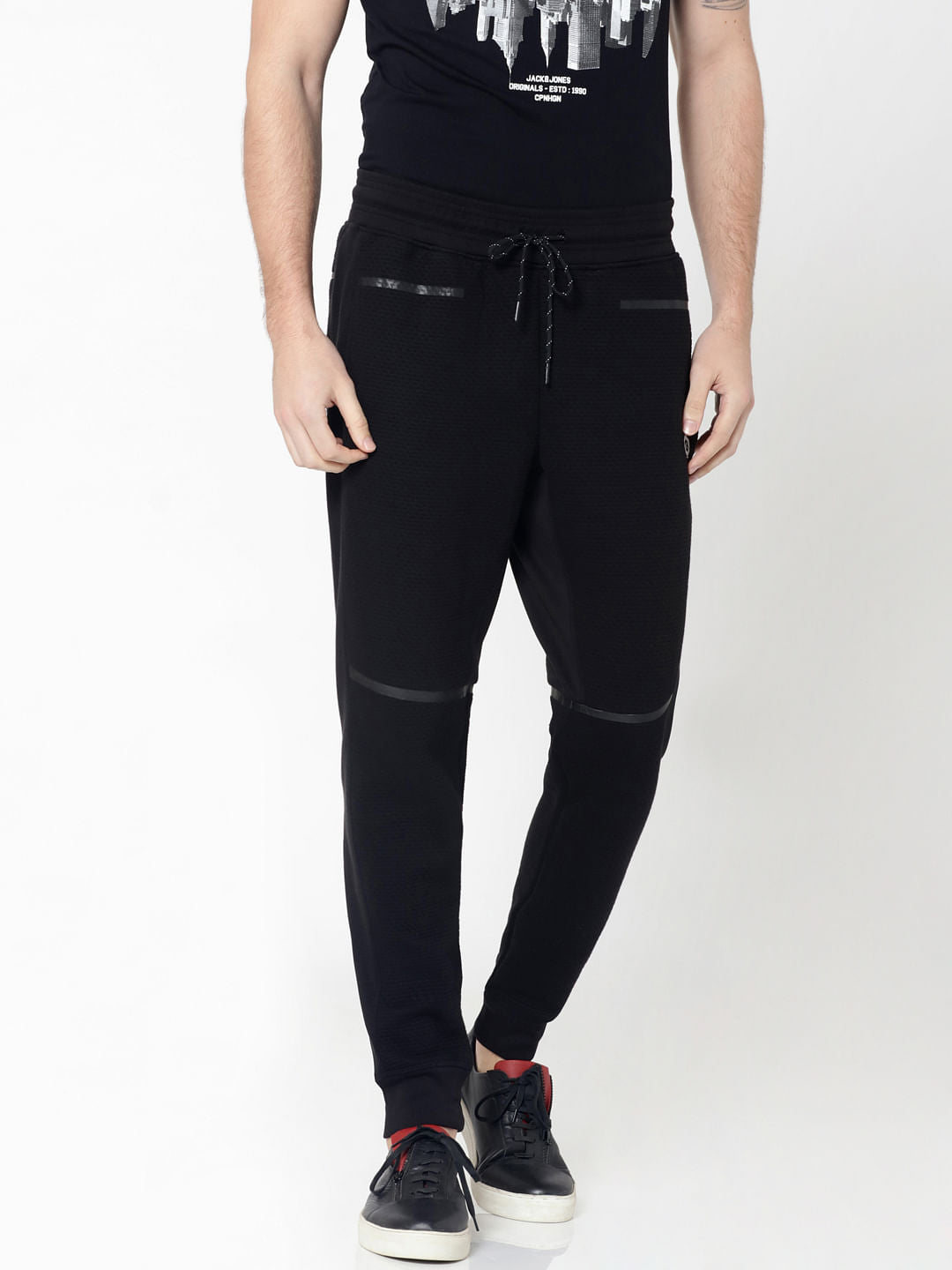 Black Textured Weave Drawstring Sweatpants - 28/32