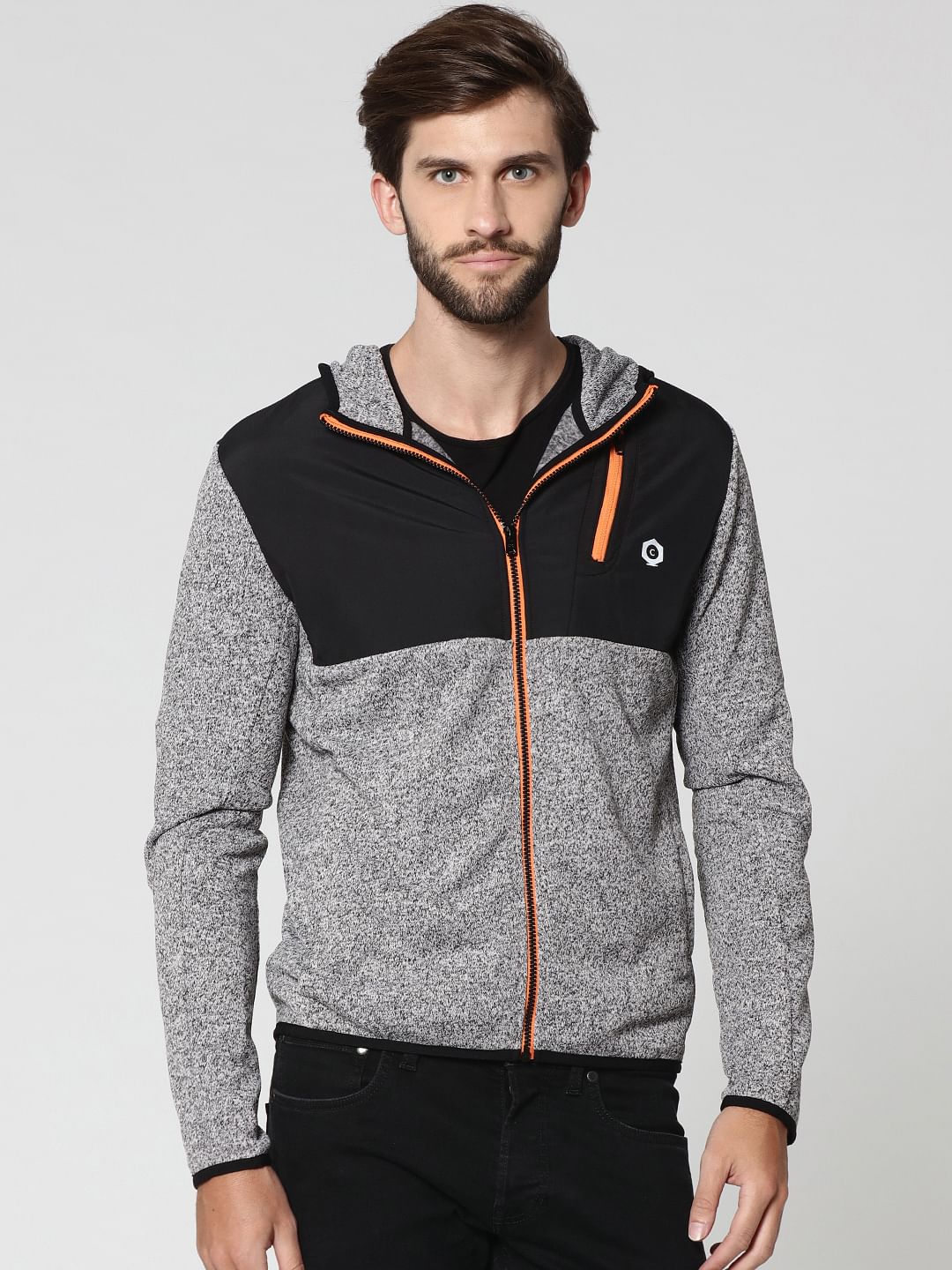 Light Grey Colourblocked Sweat Jacket - S