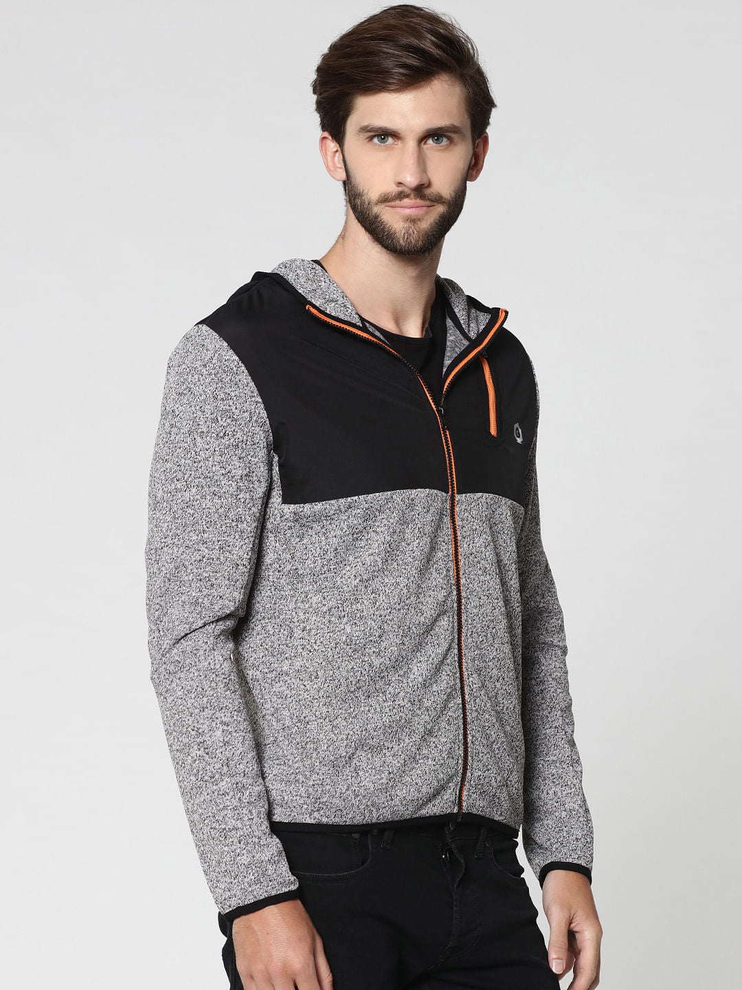 Light Grey Colourblocked Sweat Jacket