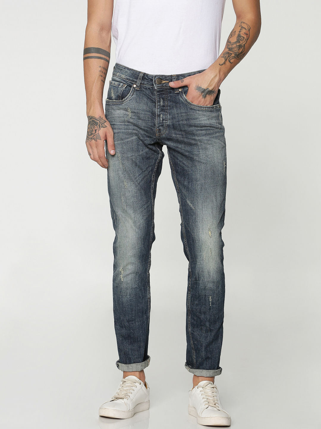 Blue Distressed Glenn Slim Fit Jeans - 28/32