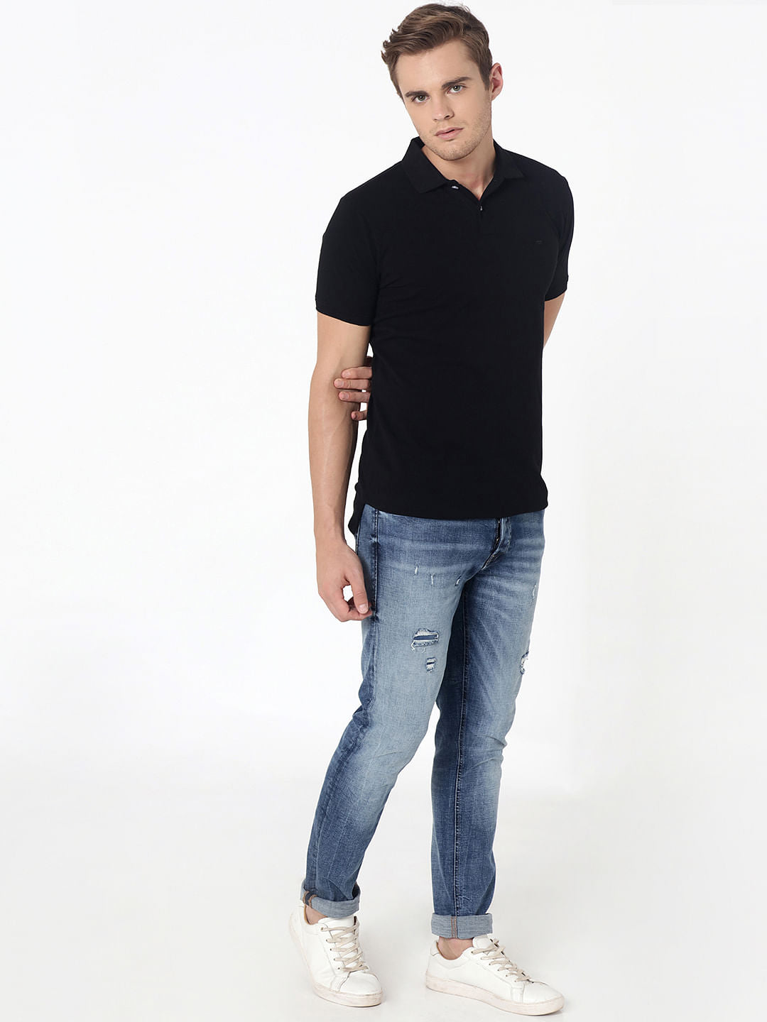 Black Polo Neck T-Shirt