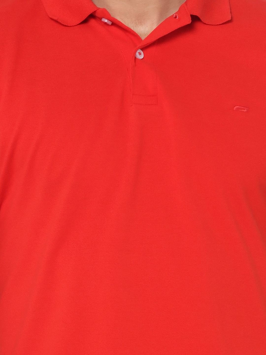 Bright Red Polo Neck T-Shirt