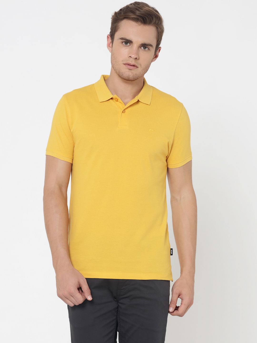 Yellow Polo Neck T-Shirt - S