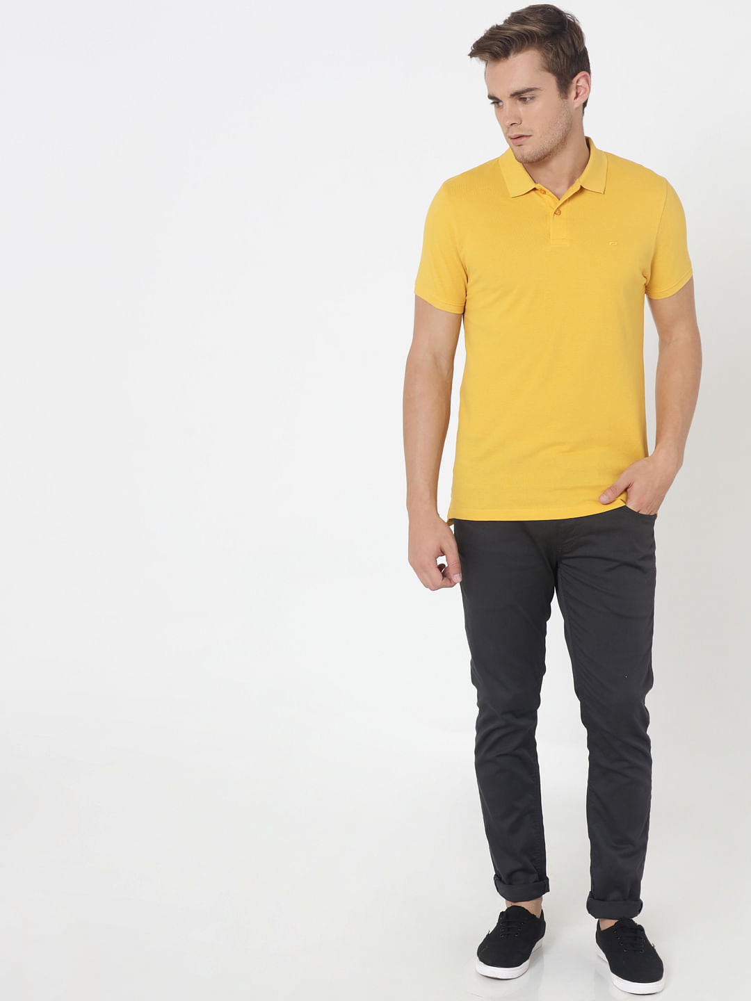 Yellow Polo Neck T-Shirt