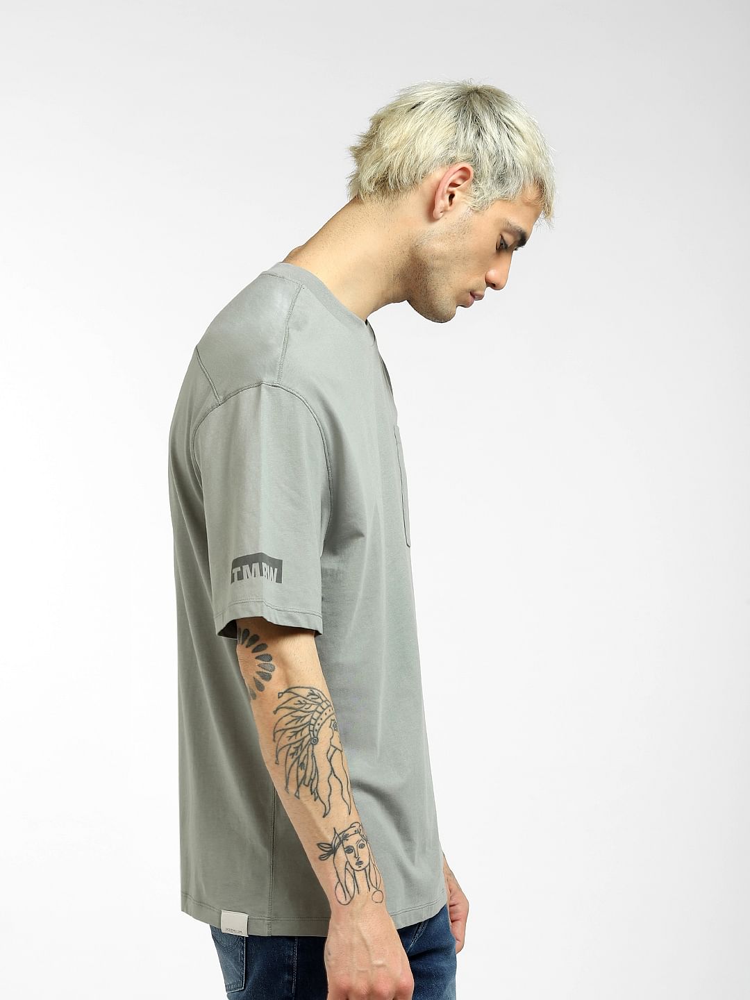 Grey Boxy Crew Neck T-shirt