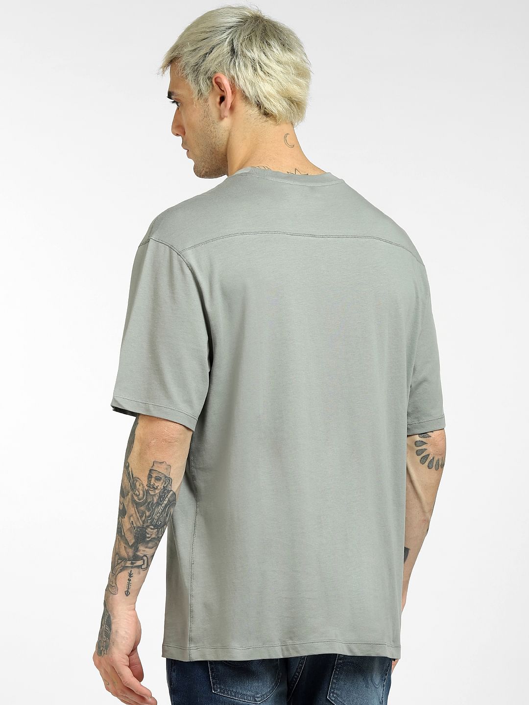 Grey Boxy Crew Neck T-shirt