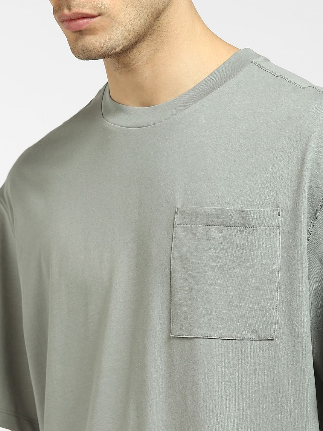 Grey Boxy Crew Neck T-shirt