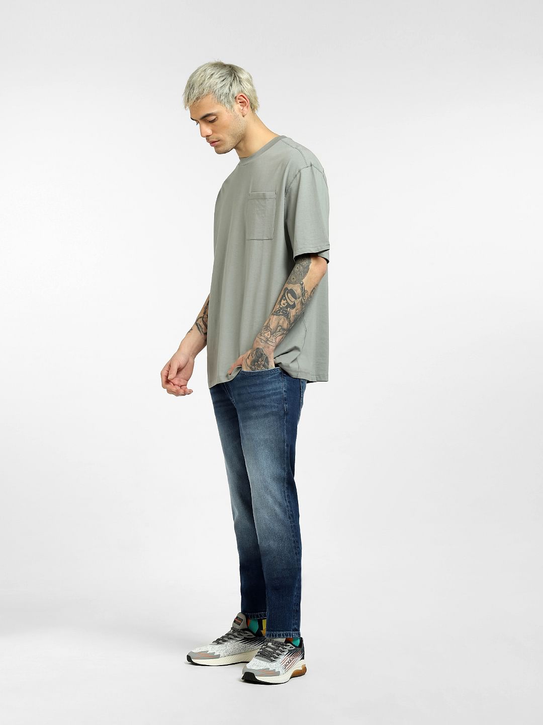 Grey Boxy Crew Neck T-shirt