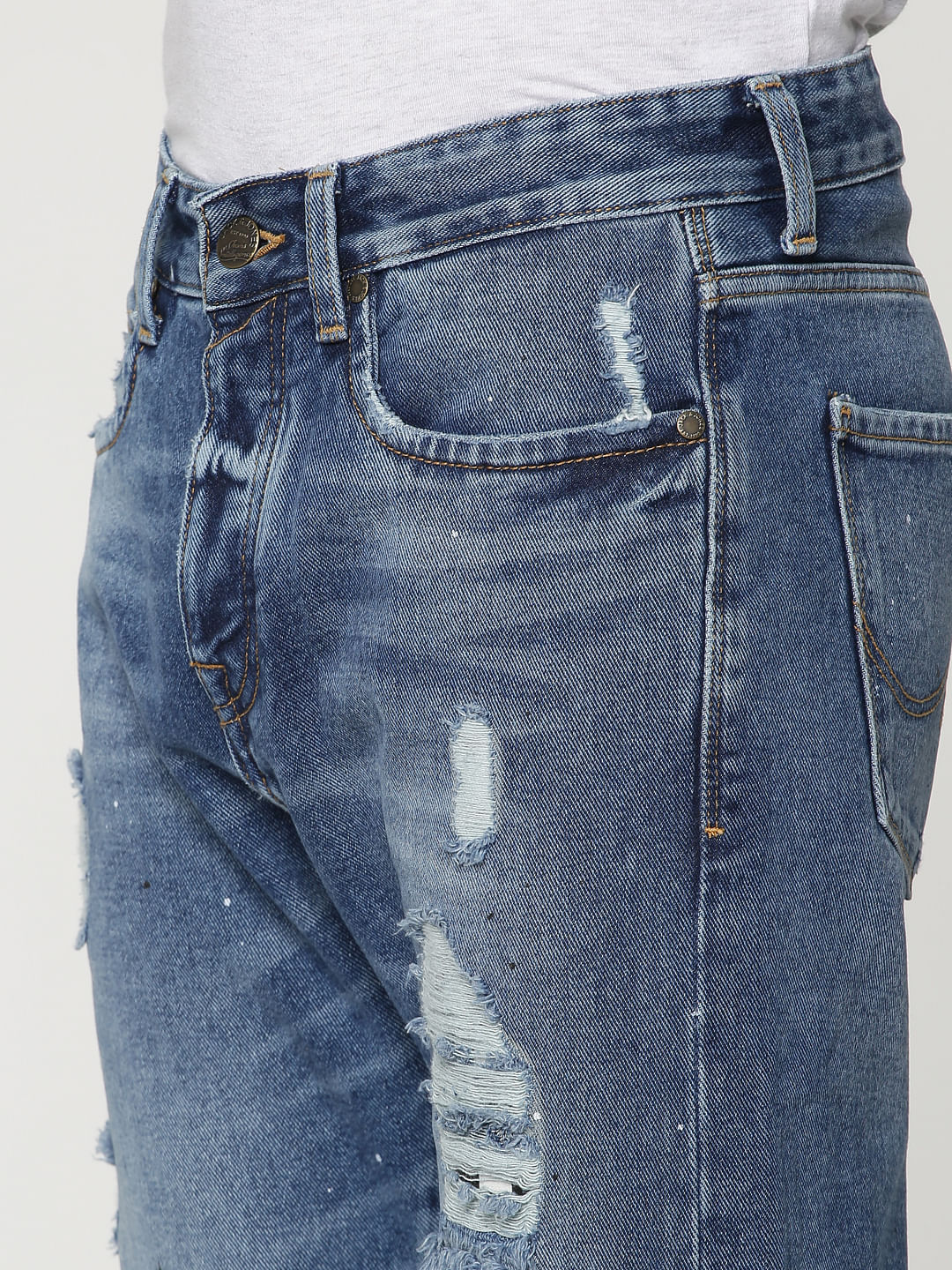 Blue Heavy Distressed Erik Anti Fit Jeans