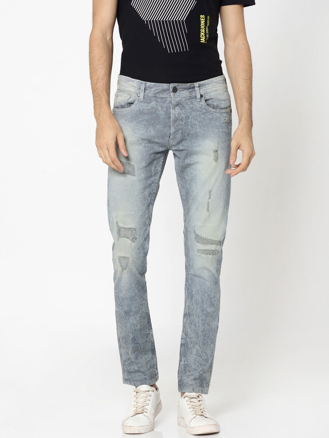 Blue Heavy Distressed Glenn Slim Jeans