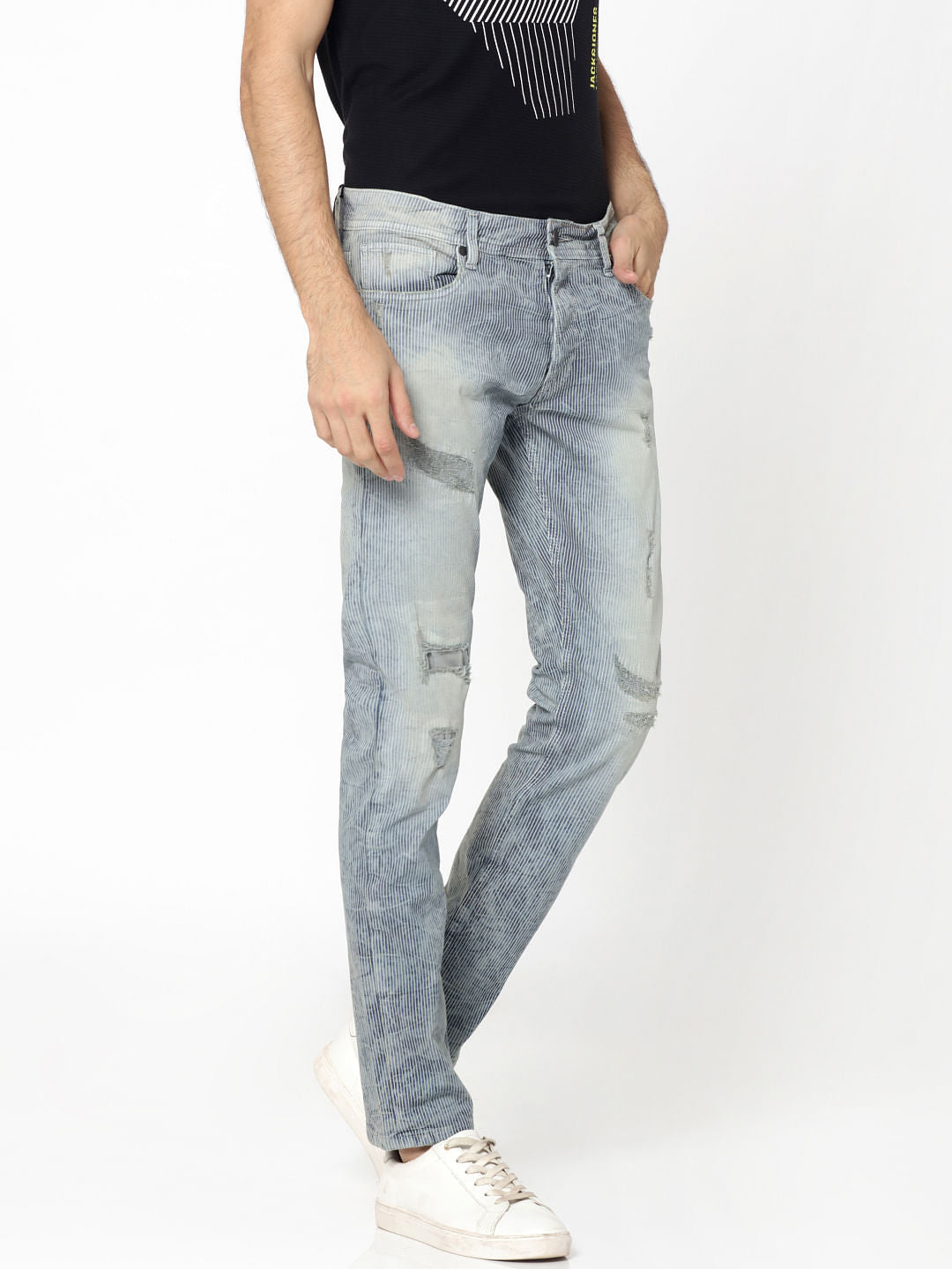 Blue Heavy Distressed Glenn Slim Jeans