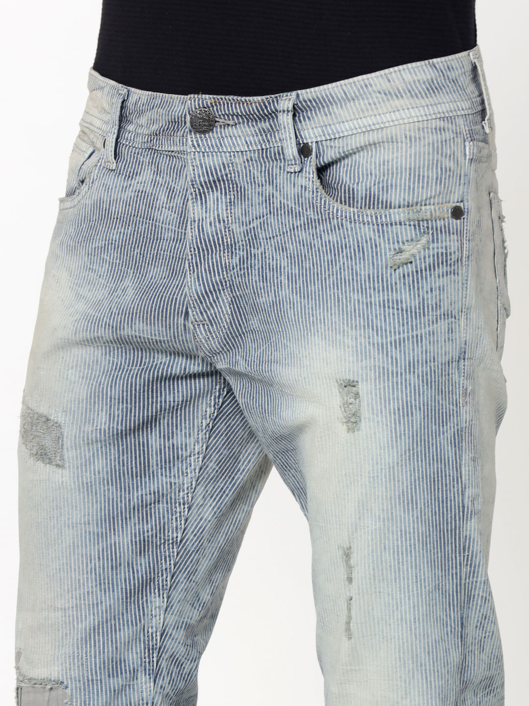 Blue Heavy Distressed Glenn Slim Jeans