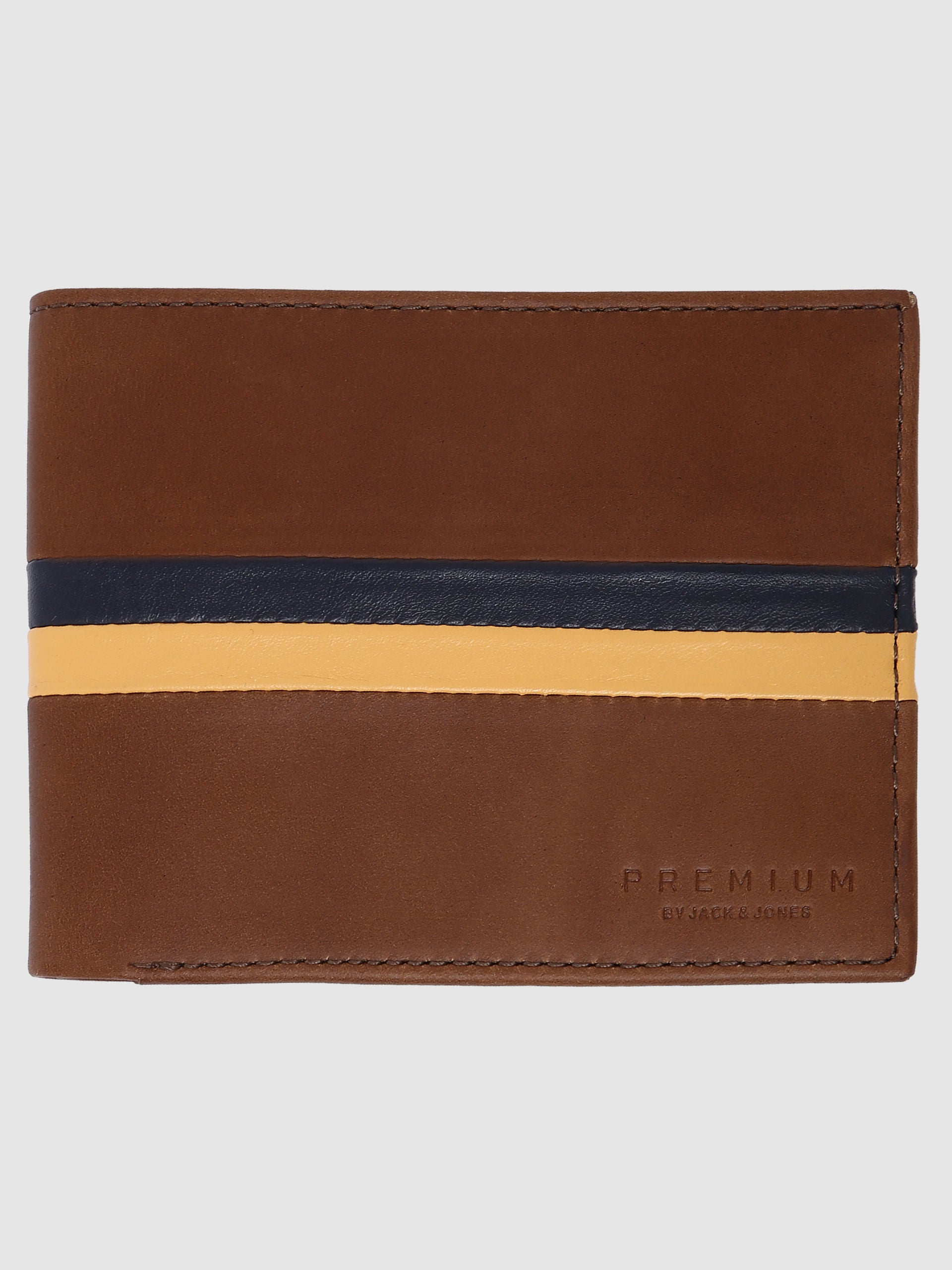 Tan Striped Leather Wallet