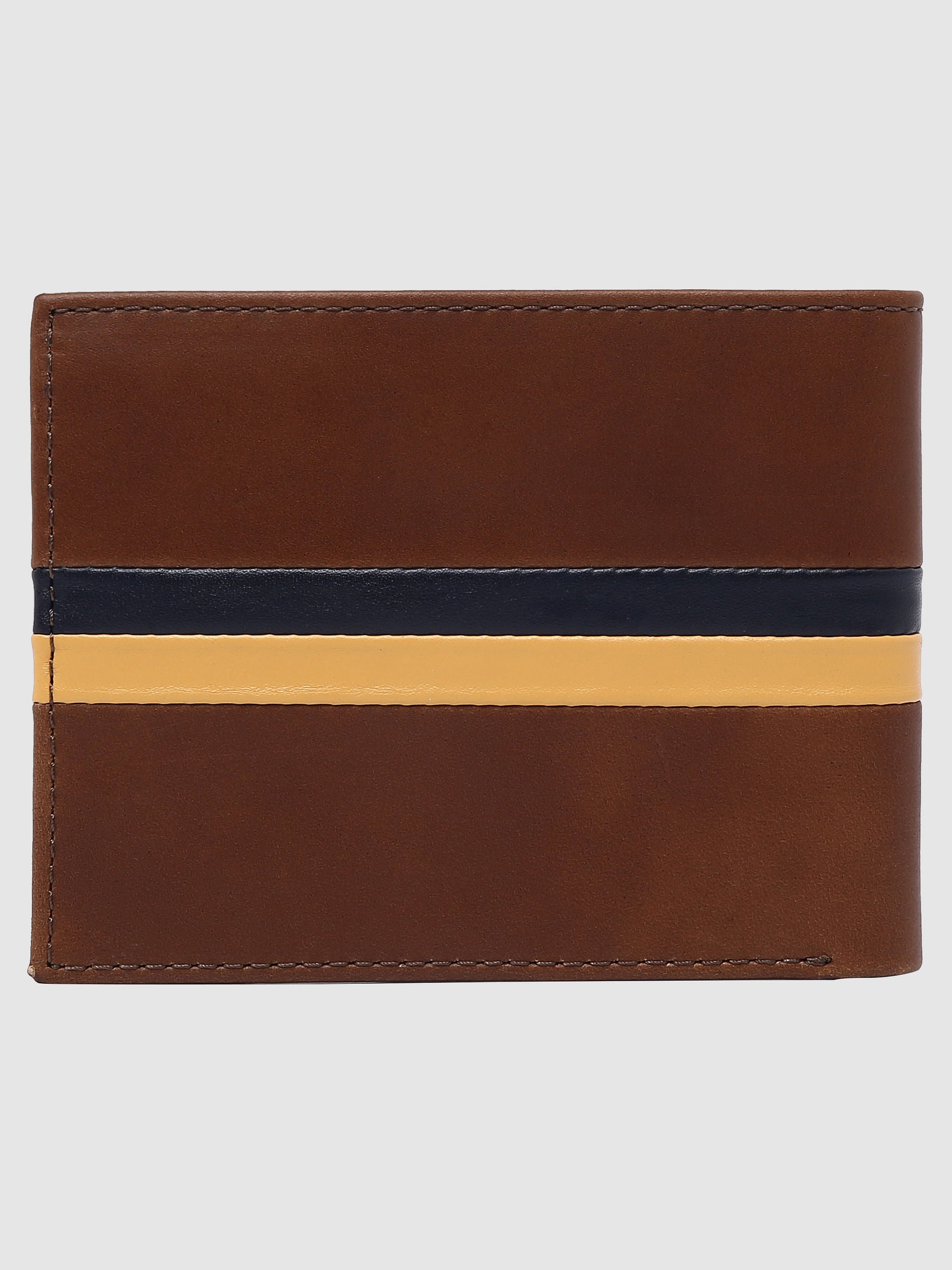 Tan Striped Leather Wallet