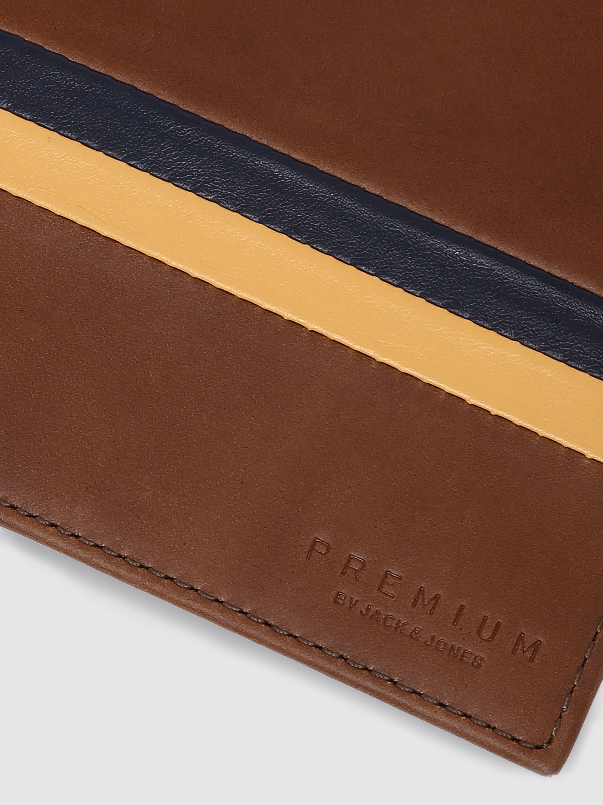 Tan Striped Leather Wallet