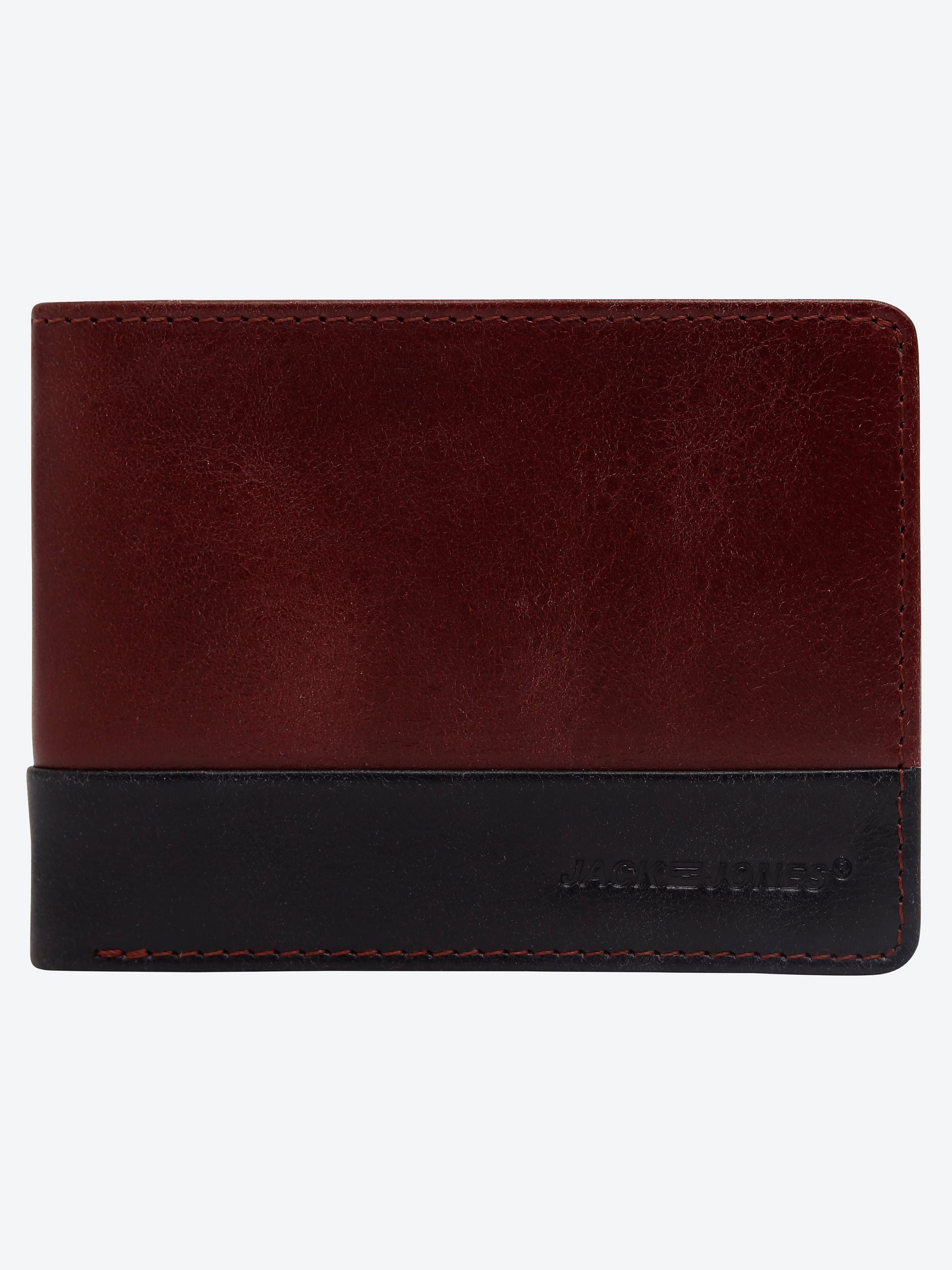 Maroon Colour Blocked Leather Wallet