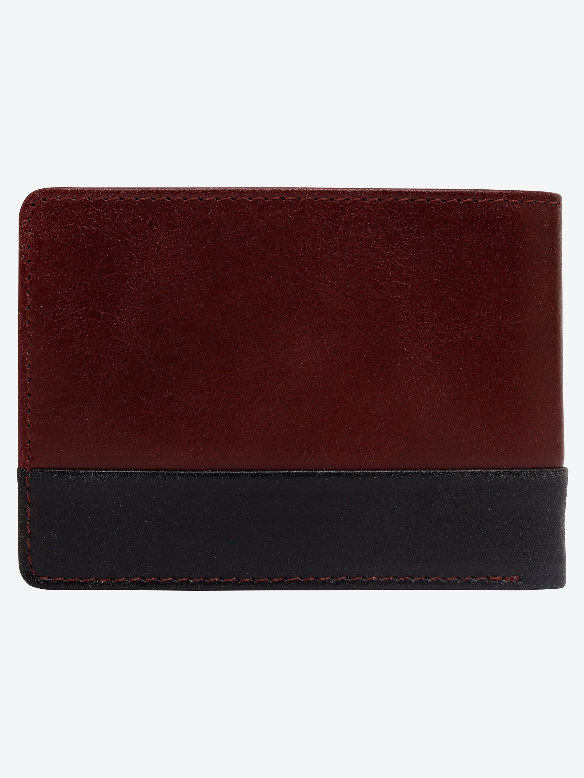 Maroon Colour Blocked Leather Wallet