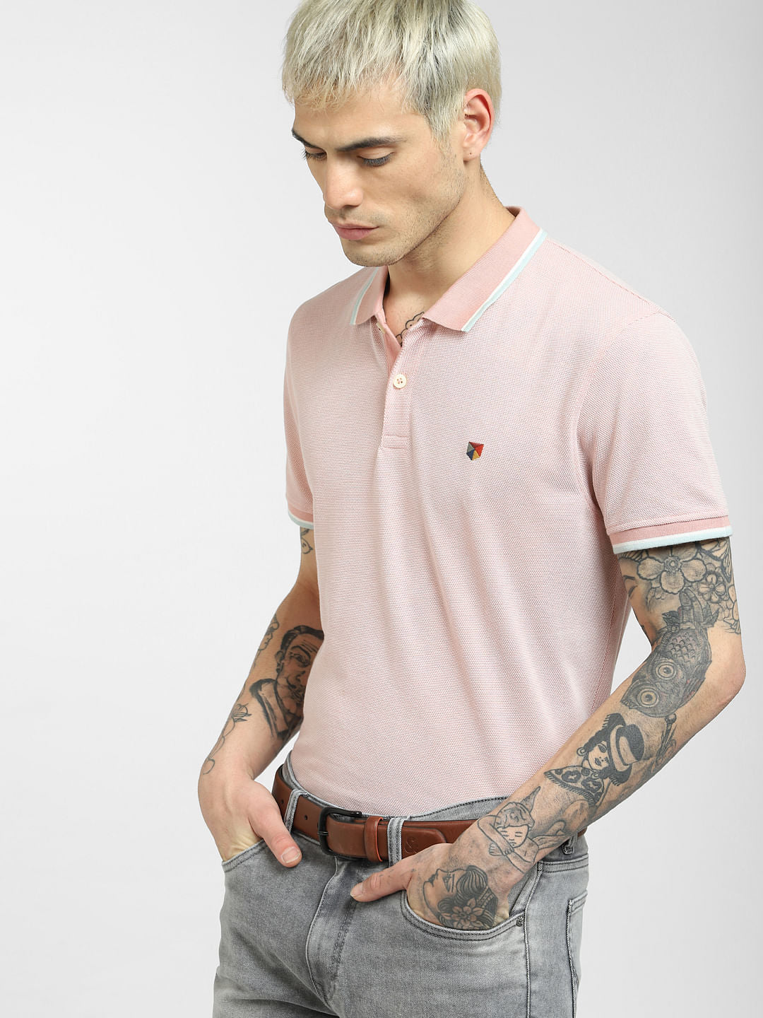 Pink Polo Neck T-shirt - S