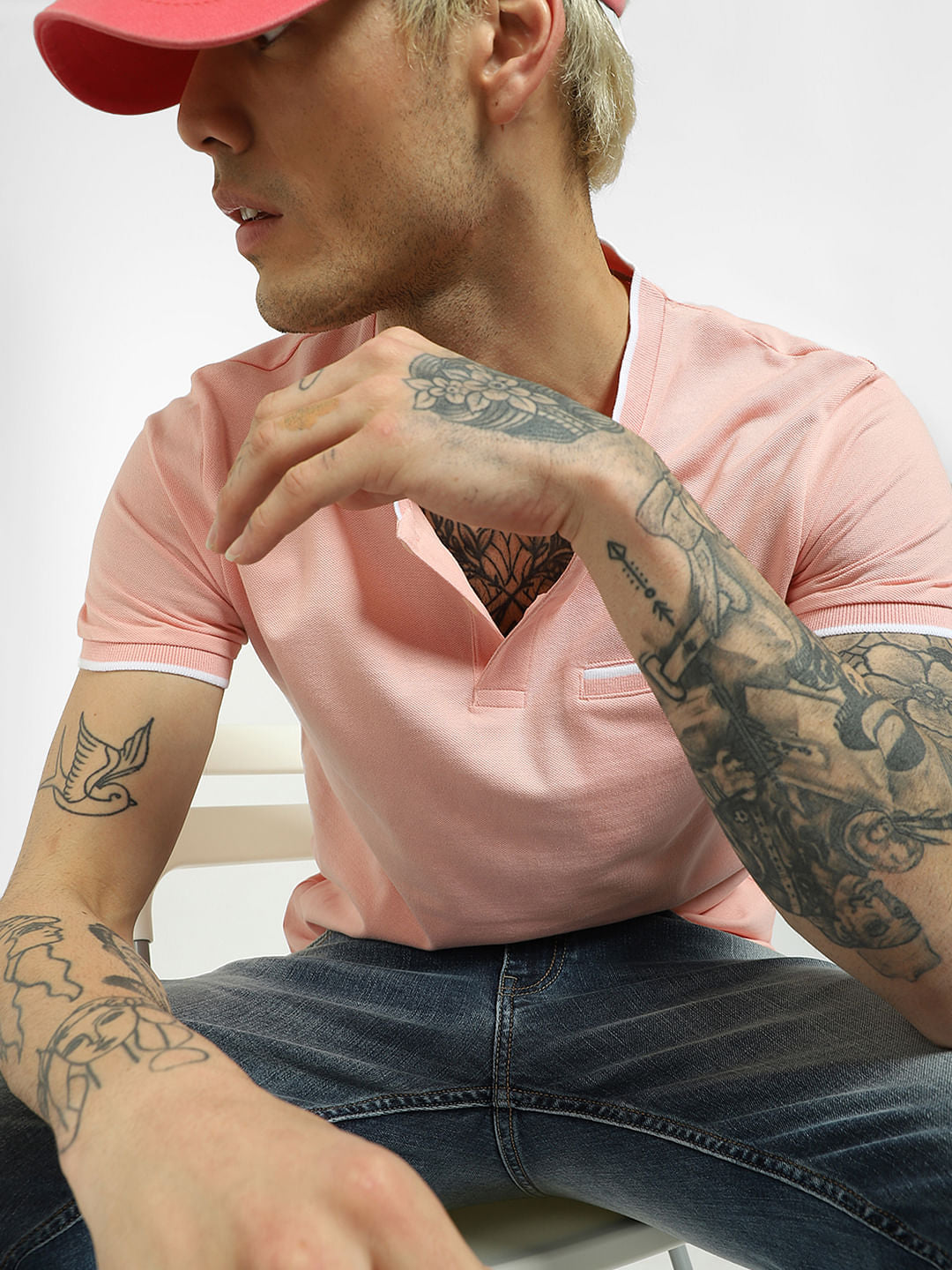 Pink Henley T-shirt - S