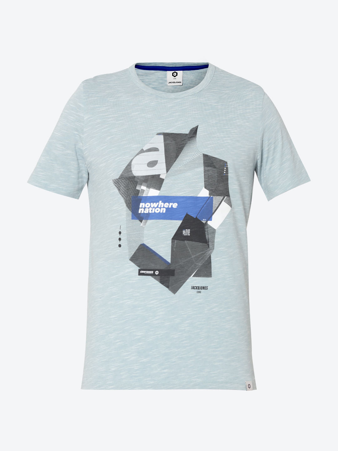 Light Blue Graphic Print Crew Neck T-Shirt