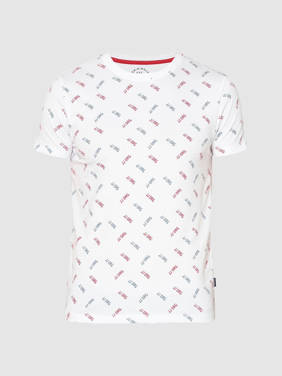 White All Over Text Print Crew Neck T-Shirt