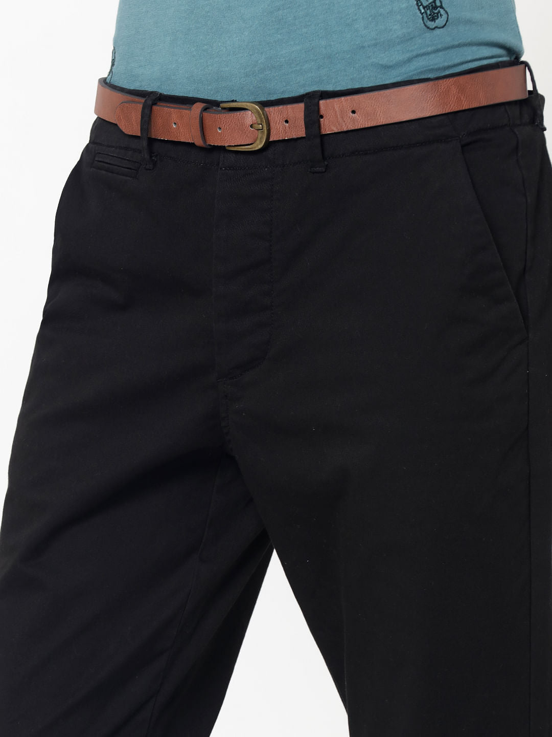 Black Mid Rise Slim Fit Chinos