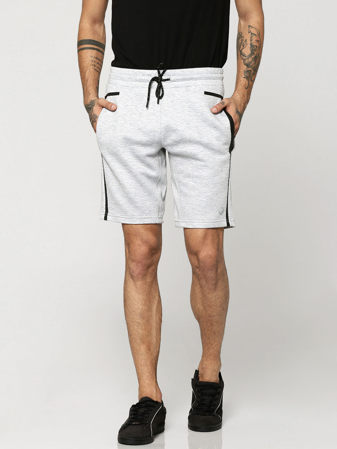 Light Grey With Black Piping Sweatshorts - S
